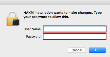 HAXM installation user credential prompt