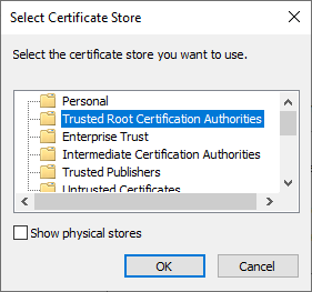 certificate import wizard Trusted Root Certification Authorities