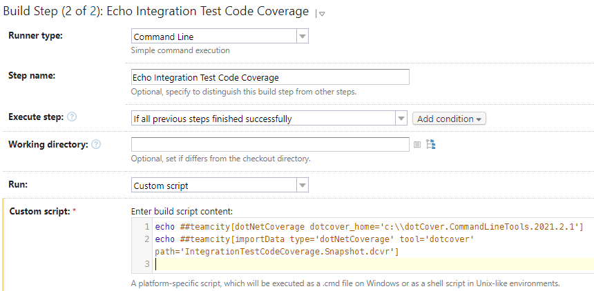 combined build process integration test coverage