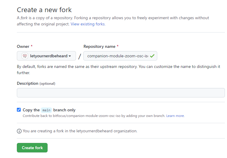 Github Create Fork