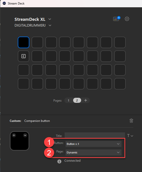 Streamdeck Companion Button set button number and page number