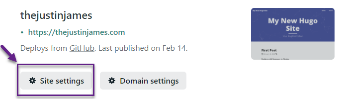 site settings button