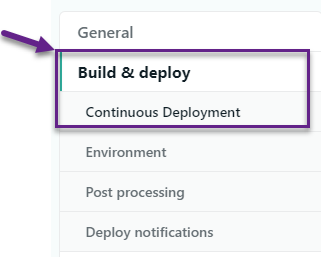 build & deploy section on sidebar