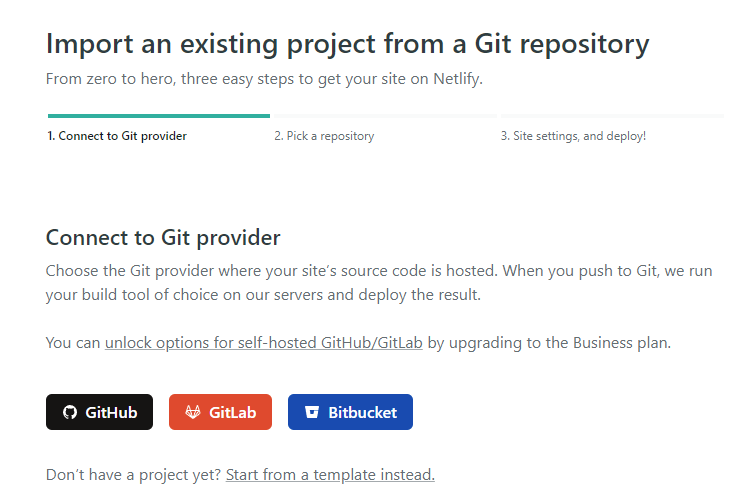 import a project into Netlify