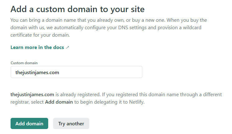 domain already registered