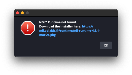 OBS NDI Error on Startup Missing NDI Runtime